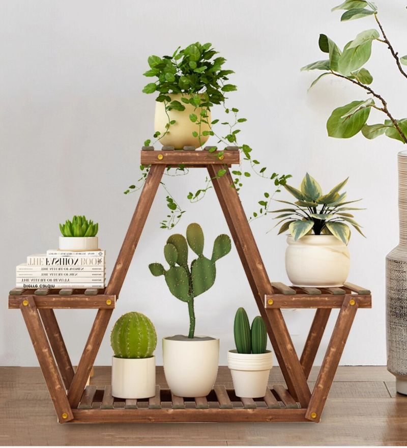 Living Room Solid Wood Indoor Multi-layer Floor-standing Balcony Storage Rack Succulent Green Radish Plant Display_voghion.com
