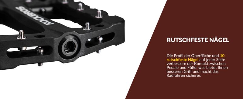 Pédales de vélo ROCKBROS, pédales plates avec 3 roulements, taille 9/16", matériau en nylon, 1 paire_voghion.com