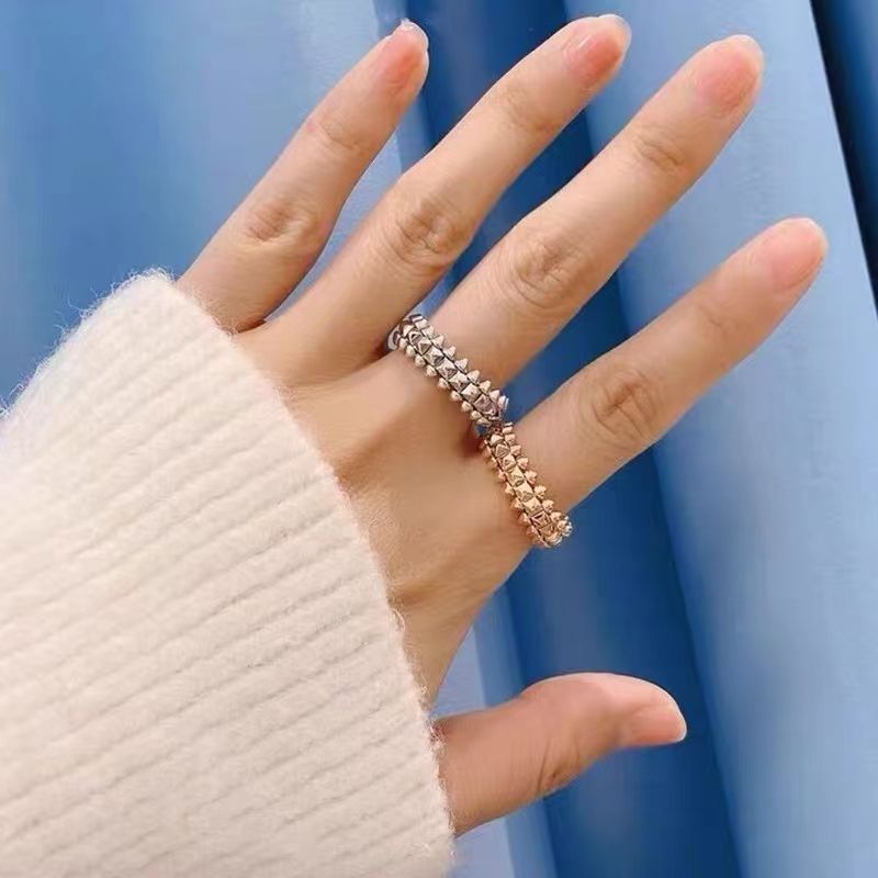 Ready Stock Men's Ring Women's Punk Party Gift No Fading Jewelry Electroplated K Gold Titanium Steel Rivet Bullet Rotating_voghion.com