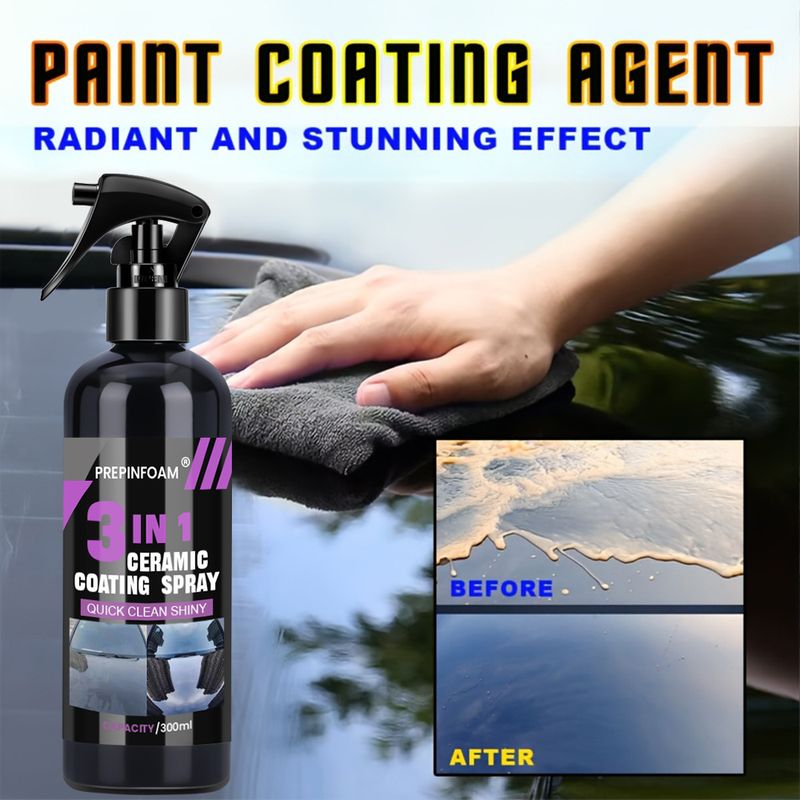 PREPINFOAM 3-in-1 Car Nano Ceramic Quick Paint Spray Wax Crystal Coating Agent_voghion.com
