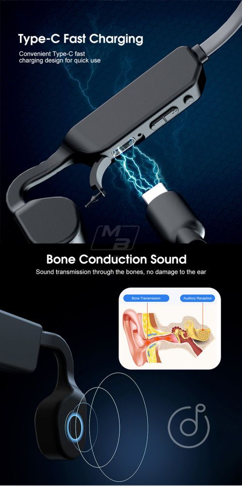 2024 Cuffie wireless Bluetooth 5.0 Cuffie a conduzione ossea Cuffie con archetto da collo aperte Auricolari non in-ear Stereo HD_voghion.com