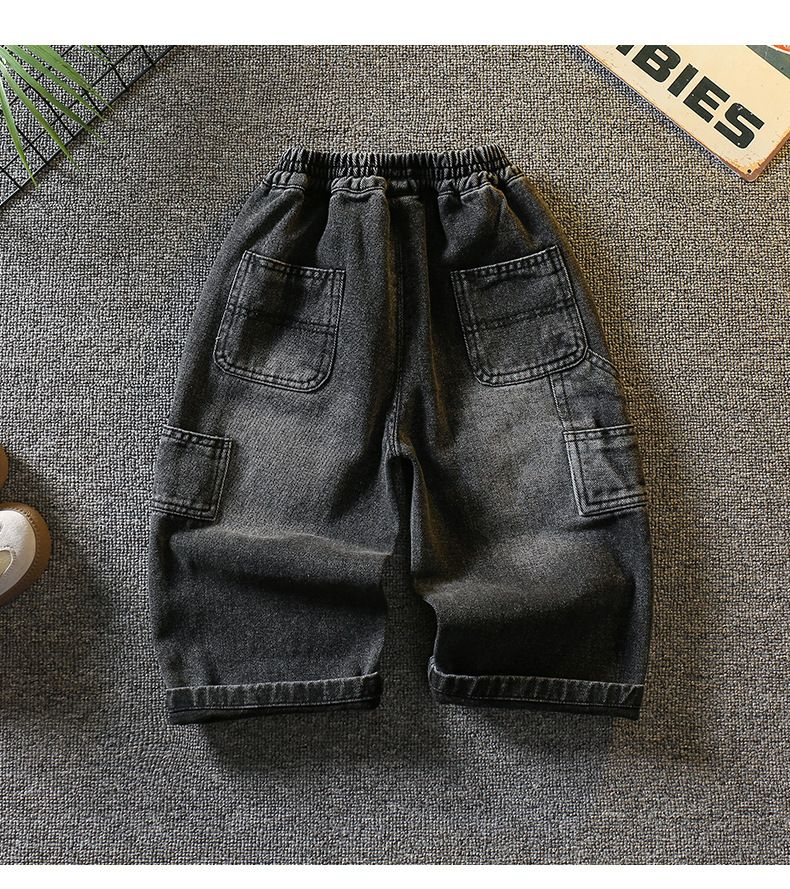 Boys' Stretch Denim Jeans With Elastic Waist - Comfortable Straight Leg Pants For Kids (90-150cm) - Soft Cotton Blend For Active Play_voghion.com