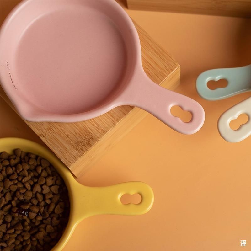 Koreanischer BD-Stil Flachboden-Katzennapf aus Keramik mit langsamem Futterverzehr, Einhebel-Trinkgefäß, Anti-Schwarz-Kiefer, geeignet für Dosenfutter_voghion.com