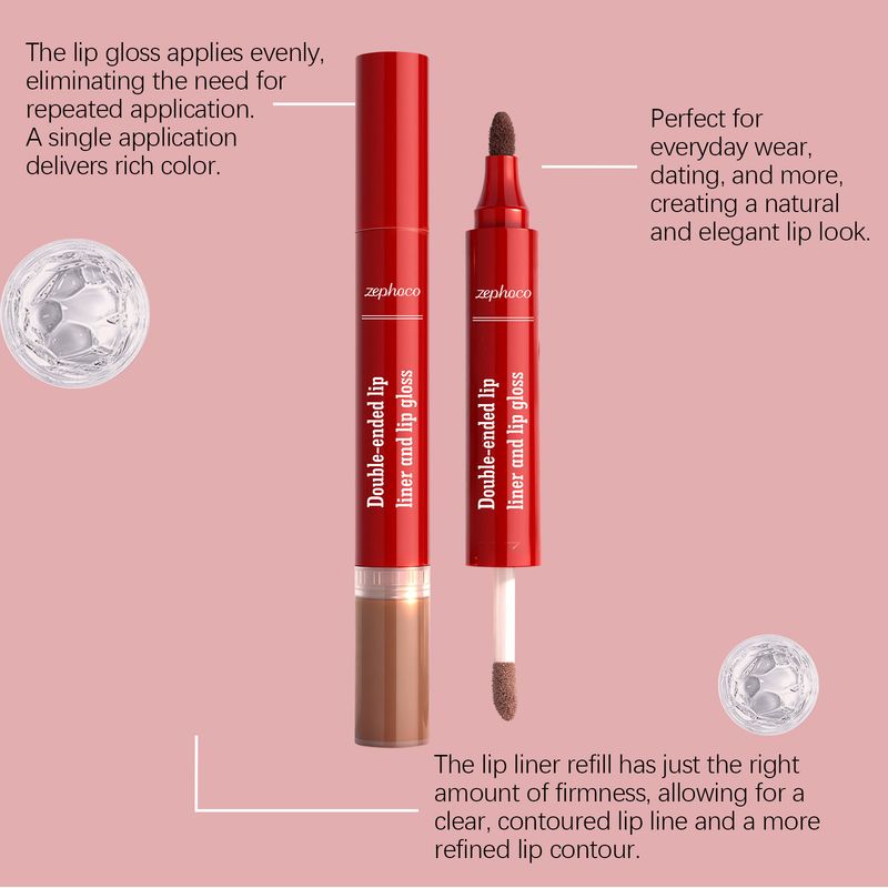 zephoco 2-in-1 Aufpolsternde, leichte Textur, feuchtigkeitsspendend, glatt, für jeden Tag, vielseitig verwendbar, Lipgloss, natürliche Farbe_voghion.com