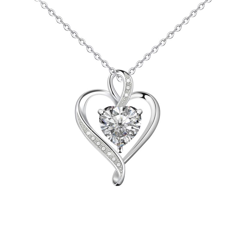 Collana con clavicola elegante e versatile di alta qualità con ciondolo a forma di cuore con diamanti "Love At First Sight" di Ozone_voghion.com