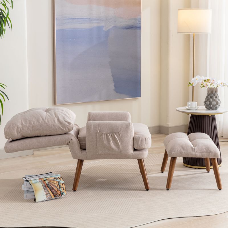 Fauteuil inclinable avec repose-pieds, réglable en 5 positions et rangement latéral, design ergonomique pour le salon_voghion.com