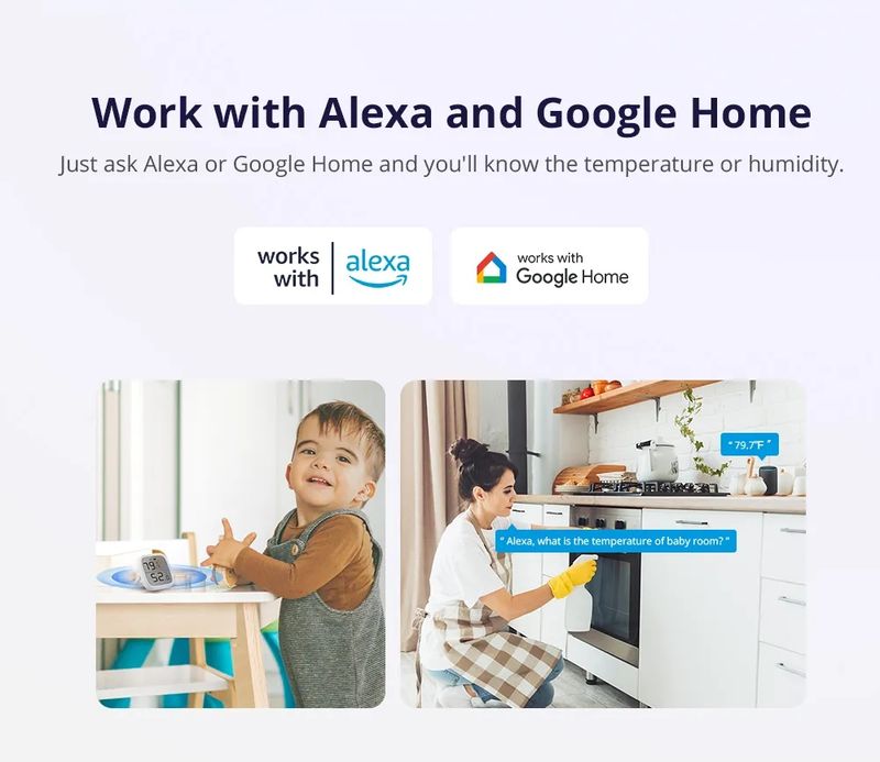 SONOFF SNZB-02D Zigbee Capteur de température et d'humidité LCD Thermostat Détecteur Intelligent Fonctionne avec Ewek Alexa Google Home_voghion.com