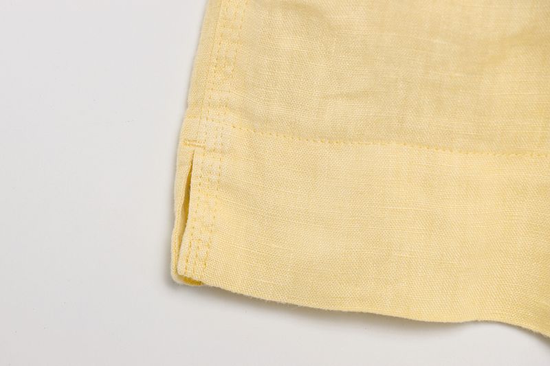 Abbigliamento estivo da donna, nuovo stile, camicia a maniche lunghe in lino con scollo a V e pantaloncini a vita media_voghion.com