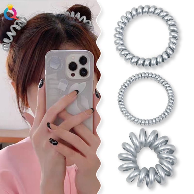 Elastici per capelli a spirale minimalisti - Elastici per capelli ad alta elasticità e anti-ammaccatura per donna (elastici per capelli alla moda con cordino telefonico, elastici per coda di cavallo senza cuciture)_voghion.com