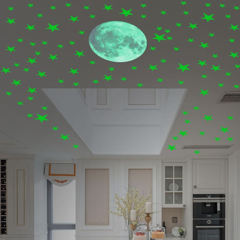 Live room 3d luminous moon star wall luminous stickers starry sky room decoration kindergarten self adhesive wall stickers _voghion.com
