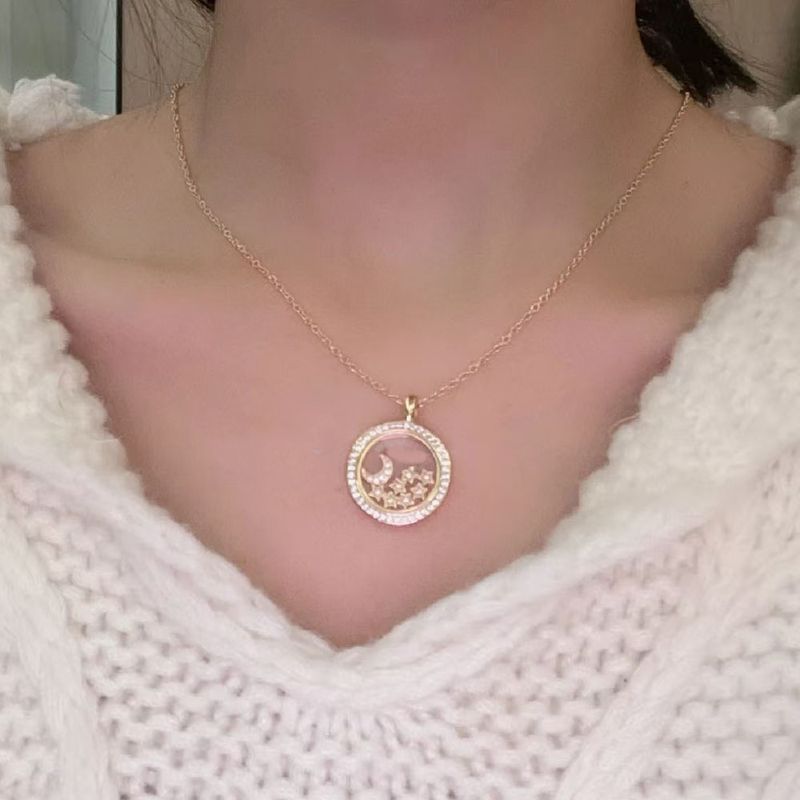 Cross-Border European And American Style Xiao Family Happy Chopard Sun Necklace Full Diamond Star Moon Collarbone Chain_voghion.com