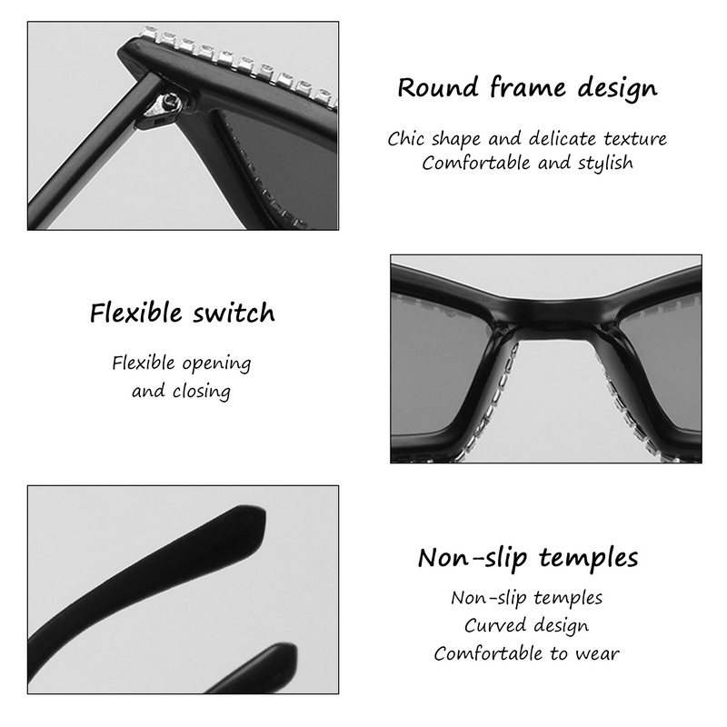 Retro Disco Full Rhinestones Cat Eye Sunglasses Vintage Triangle Frame Fashion Personality Party Sunglasses Sun Shade_voghion.com