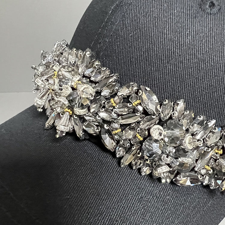 Black Hat, Women's Rhinestone Baseball Small Face, Solid Colour Hard Top Hat_voghion.com