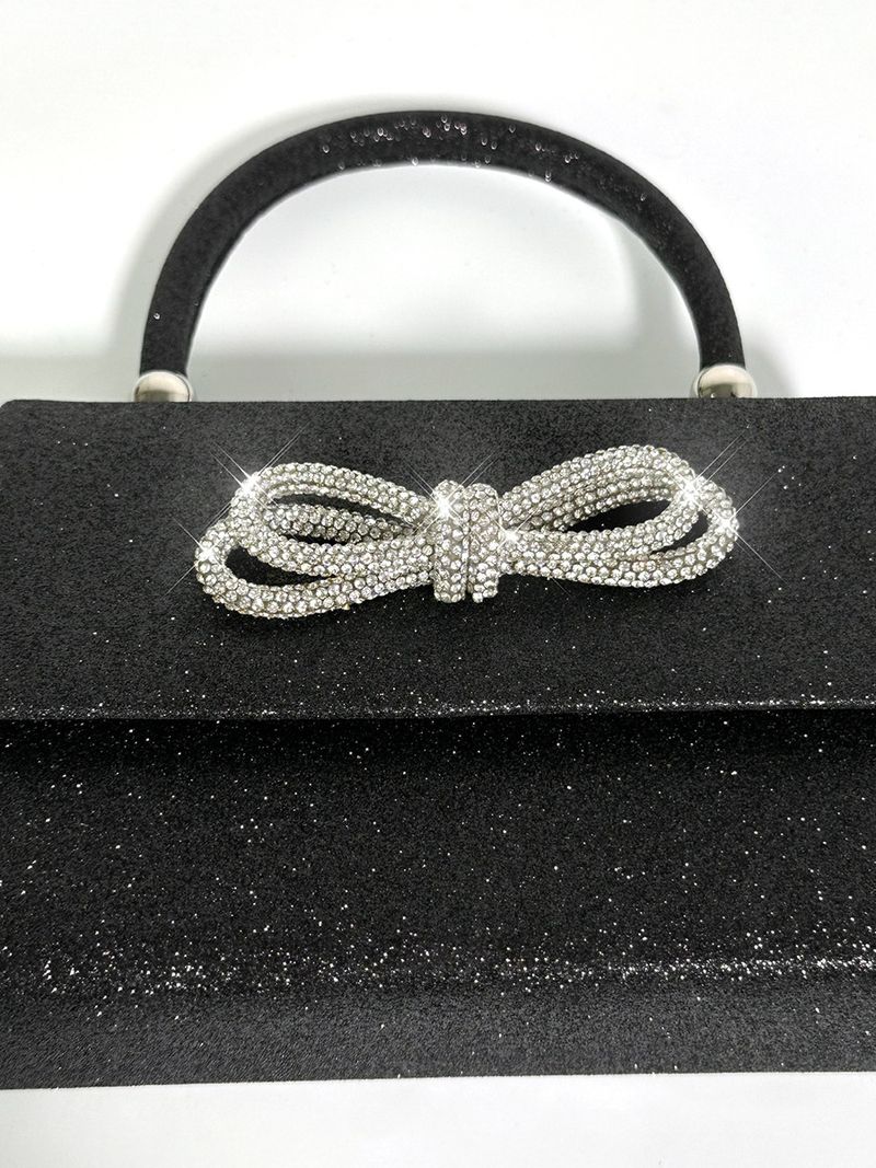 Aftonväska Glänsande Strass Rosett Handväska Glänsande Glitter Niche Casual Väska_voghion.com