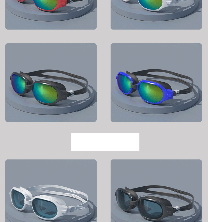 Maca color large frame flat photoelectroplated high definition anti-fog and waterproof adult swimming goggles_voghion.com