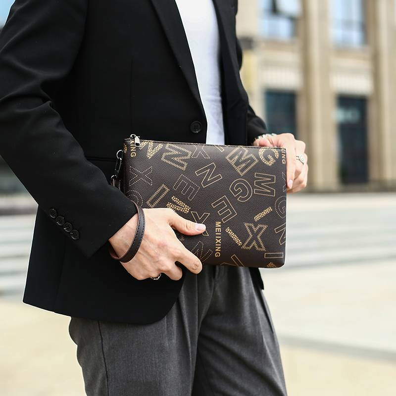 2024 Ny herrväska High-End Fashion Enfärgad Minimalistiskt tryck Hand-Carry Portfölj_voghion.com