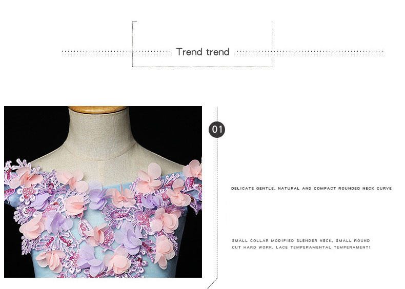 Flower Girl dress Princess dress line shoulder Flower Girl piano dress Girl host children dress_voghion.com