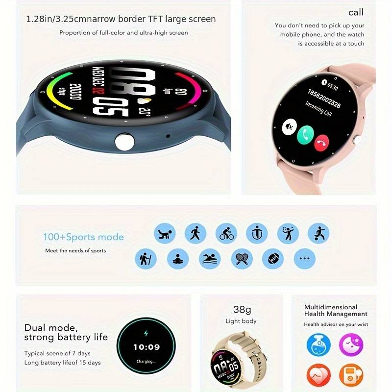 Smart Watch, 1.28 Full Touch Screen Smart Watch, Gift for Men and Women_voghion.com