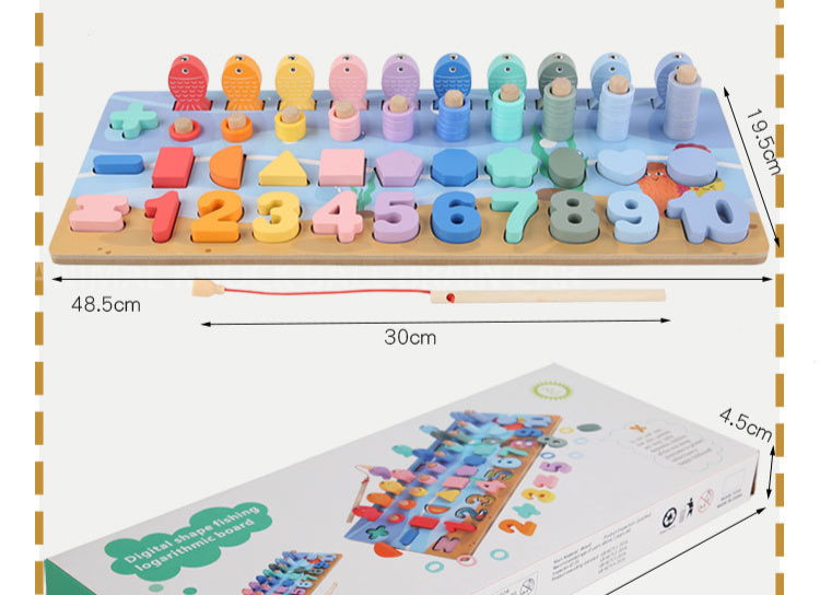 Giocattoli educativi per la prima infanzia per l'illuminazione dei bambini Montessori 0-3 anni Giocattoli in legno Blocchi da costruzione Forme digitali Assemblati Tavola di corrispondenza_voghion.com