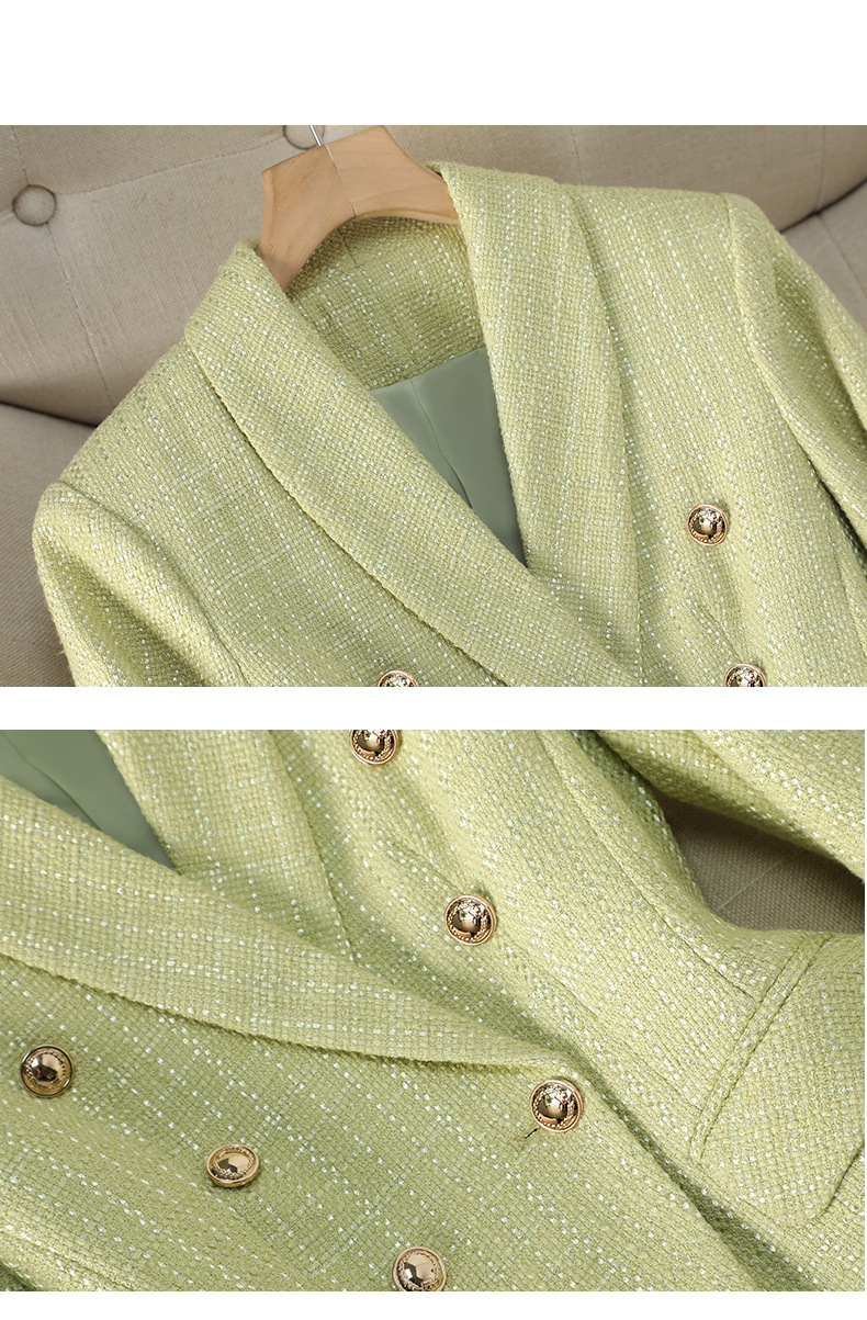 Abbigliamento da donna Autunno e inverno aura forte set di abiti professionali anti-età stile da strada giacca da abito verde con vita piccola per le donne_voghion.com