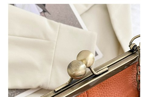 Doctor Bag Retro Shell Bag New Lychee Pattern Simple Versatile Shoulder Bag Clip Chain Handbag Women's Bag_voghion.com