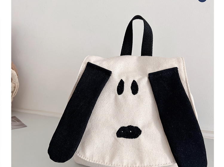 Mochila infantil con estampado de perro de dibujos animados, moderna mochila de lona con bloques de color para niños y niñas, bolsa de viaje ligera para niños pequeños._voghion.com