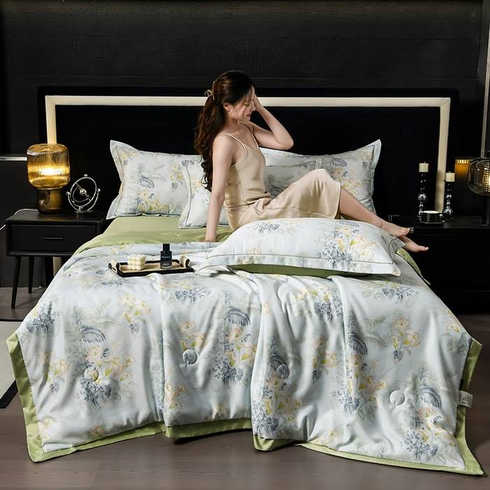 Set di piumoni estivi lavabili in Tencel - 4 pezzi, rinfrescanti e setosi, traspiranti e ipoallergenici_voghion.com