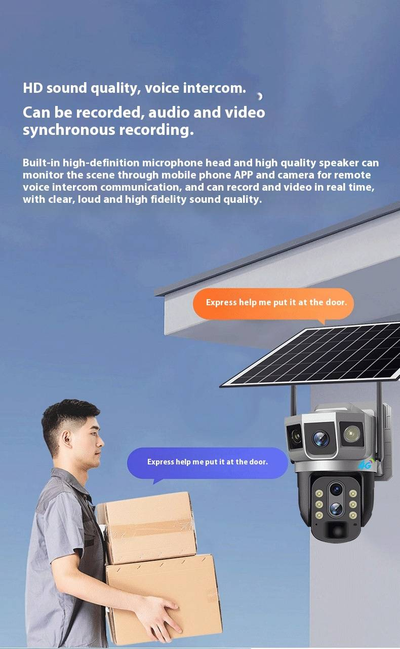 3-in-1 Solar Security Camera - 4G LTE, Waterproof, Night Vision, Outdoor Wireless Monitoring_voghion.com