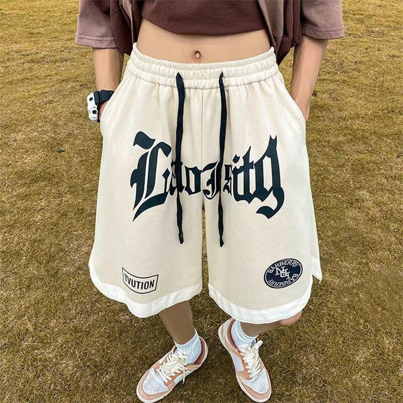 Herenkleding Trendy casual shorts Trekkoord Retro losse veelzijdige shorts High Street knappe basketbalbroek_voghion.com