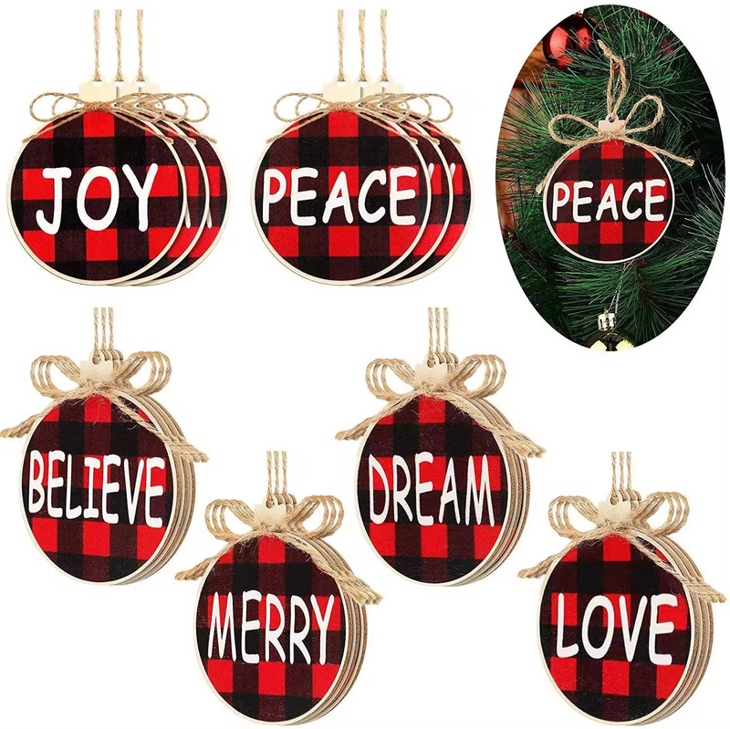 Christmas Decorative Wood Chip DIY Pendant, Christmas Party Gift Wooden Pendant With A Tag_voghion.com