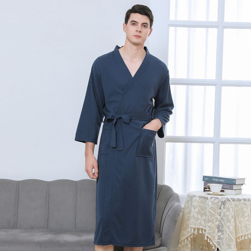 Lightweight Waffle Kimono Robe For Men - Japanese Style Bathrobe, Hotel-Quality Loungewear, Summer Homewear_voghion.com