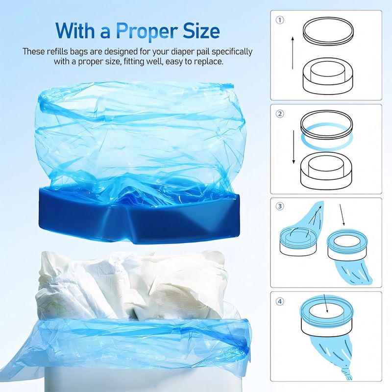 2 Pcs Diaper Pail Refill Bags Compatible With Genie, Munchkin, Dekor, Angelcare, Tommee Tippee And Arm&Hammer Disposal System, Diaper Pail Refills Bag_voghion.com