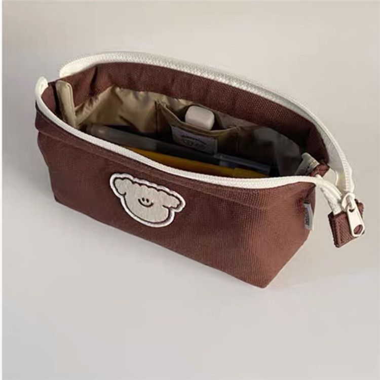 Trousse à crayons en toile faite maison avec motif de chat et de chien mignon, style sel, petite, transparente, nouvelle, haute valeur de couleur, grande capacité, sac de papeterie_voghion.com