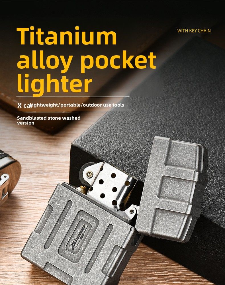 Accendino da esterno in lega di cherosene Pioneer EDC personalizzato Cyber Style Titanium Metal Armor_voghion.com