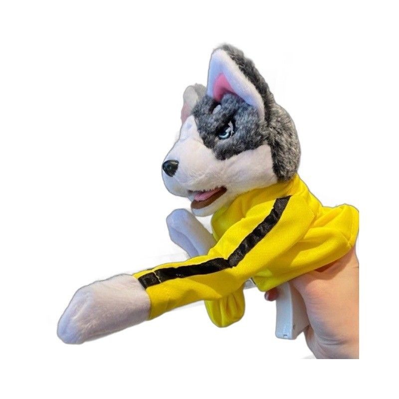 Boxing Plush Animal Dog Interactive Puppet Toy With Voice Hand Husky Puppet_voghion.com