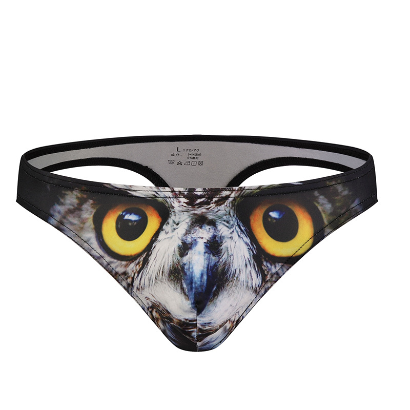 Men's Sexy Low Waist Printed U Convex Pouch Three-Dimensional Space T-Pants Thong_voghion.com