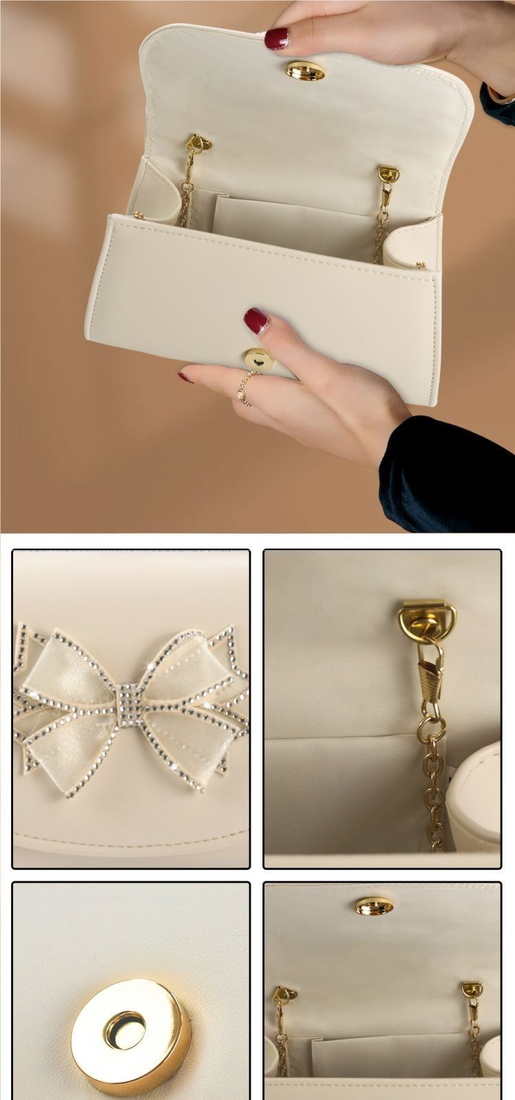Elegante borsa a mano bianca plissettata, versatile borsa a tracolla da donna_voghion.com