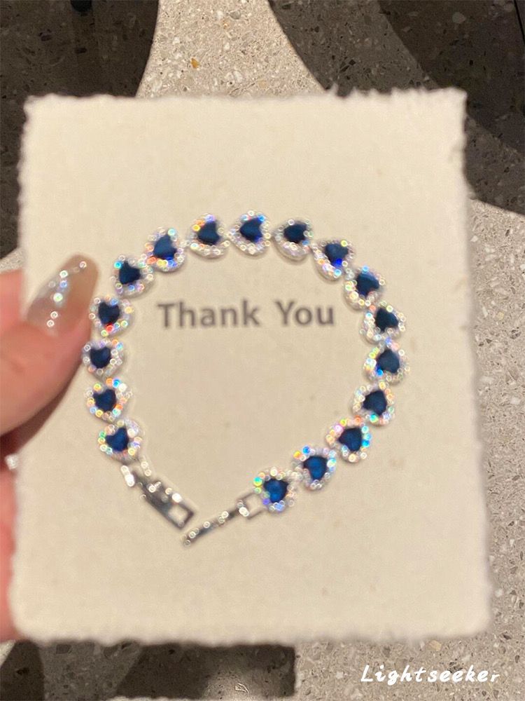 Pulseira super brilhante de zircônia azul com diamantes e design elegante e luxuoso do Palácio Francês!_voghion.com