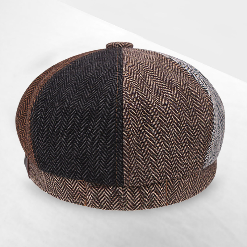 Gorra Zhuoxinder para hombre, estilo vintage británico con parches, boina de invierno con costuras elegantes para uso diario - 1_voghion.com