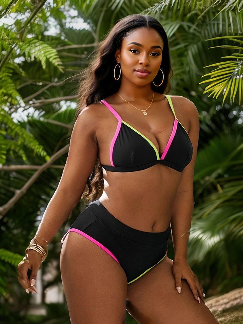 2024 Neuer Farbblock-Badeanzug mit sexy Split für Damen_voghion.com