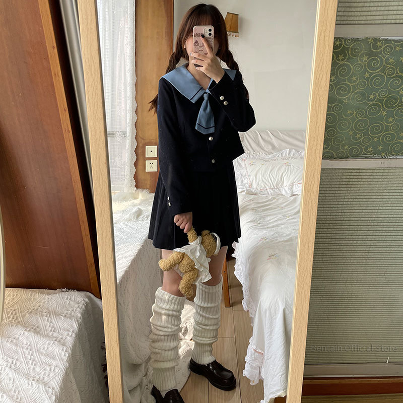 Jambières allongées de 70CM pour femmes, chaussettes chaudes tricotées de Style collège JK Lolita longues, au-dessus des poignets de bottes au dessus du genou, automne et hiver_voghion.com