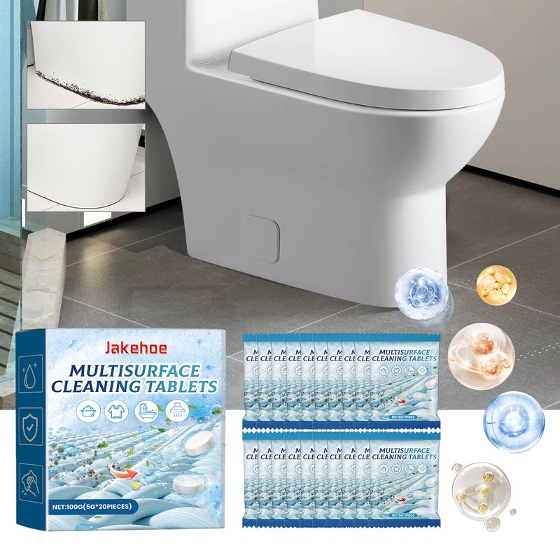 Jakehoe Multisurface Cleaning Tablets, Toilet Deodorant Wash Sink Toilet Stain Cleaning Effervescent Tablet_voghion.com