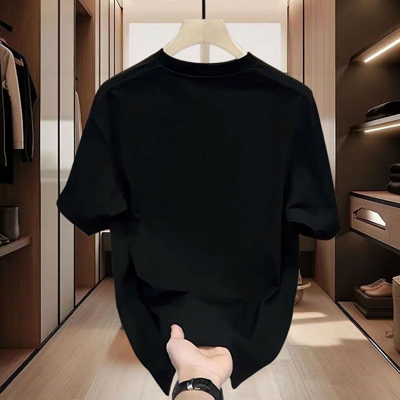 Roupas masculinas Nova primavera e verão manga curta urso camiseta masculina algodão puro versátil casual pesado marca ins camisa de fundo camiseta top_voghion.com