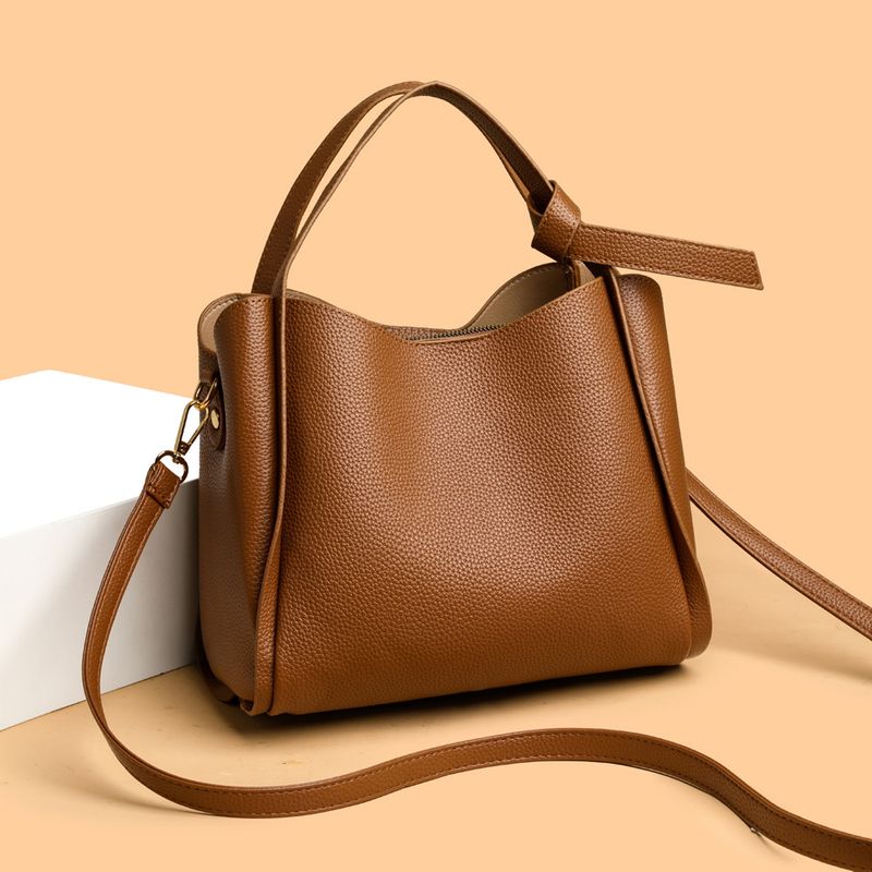 Soft Leather Women's Handbag Tote Women 2025 Basket High-end Crossbody Elegant Versatile Bucket Shoulder Bag_voghion.com