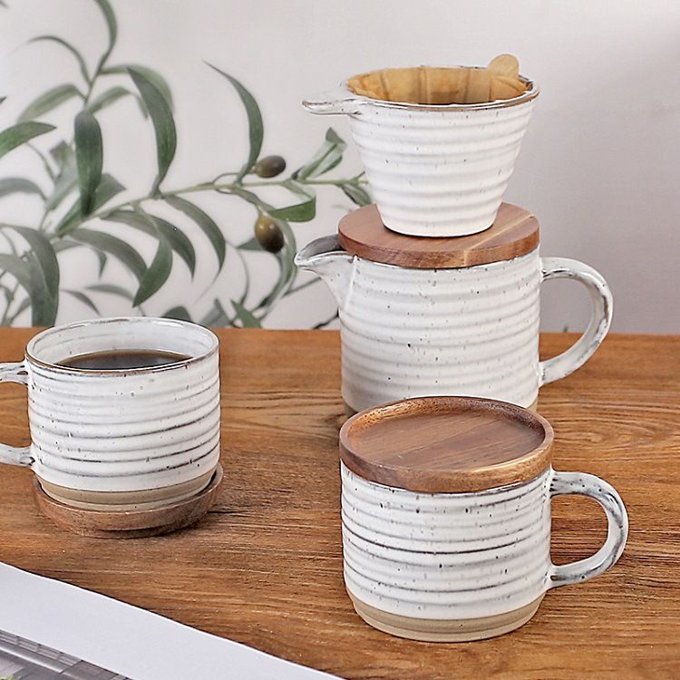 Nordisk ny kreativ kopp keramisk hjemmekontor kaffekopp høyverdig krus med lokk og skje_voghion.com