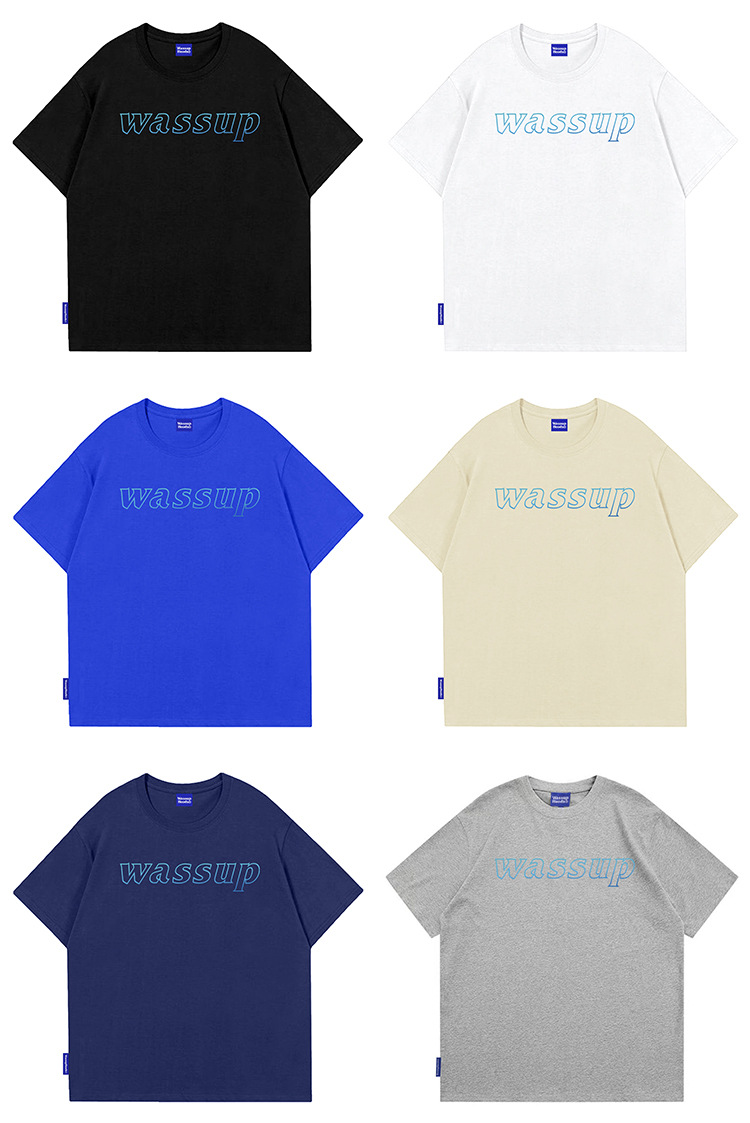 Men's WASSUP HEODS joint model temperature-sensitive color-changing short-sleeved T-shirt men's trendy brand heavy loose round neck ins top clothes_voghion.com
