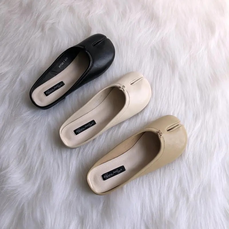 Pantofi Tabi Ninja pentru femei, din piele microfibră, confortabili, cu vârf despicat, cu fund moale, mocasini, slip, trotter pentru femei_voghion.com