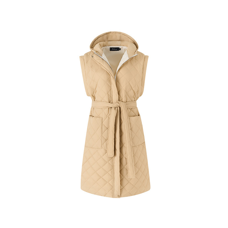 Abbigliamento da donna autunno e inverno cappello lungo da indossare, gilet con cerniera, cappotto imbottito in cotone da donna con personalità sottile_voghion.com