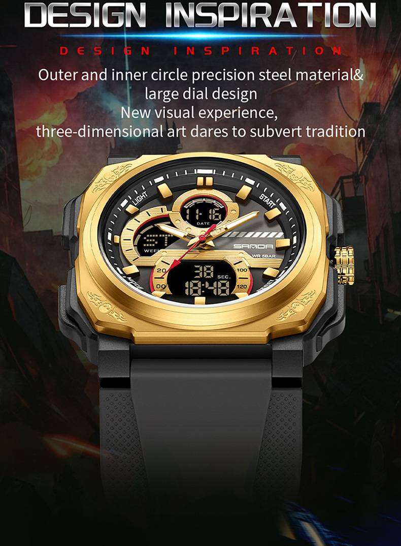 Orologio elettronico al quarzo da uomo, multifunzione, impermeabile, con sveglia, orologio da studente, orologio sportivo digitale quadrato alla moda_voghion.com