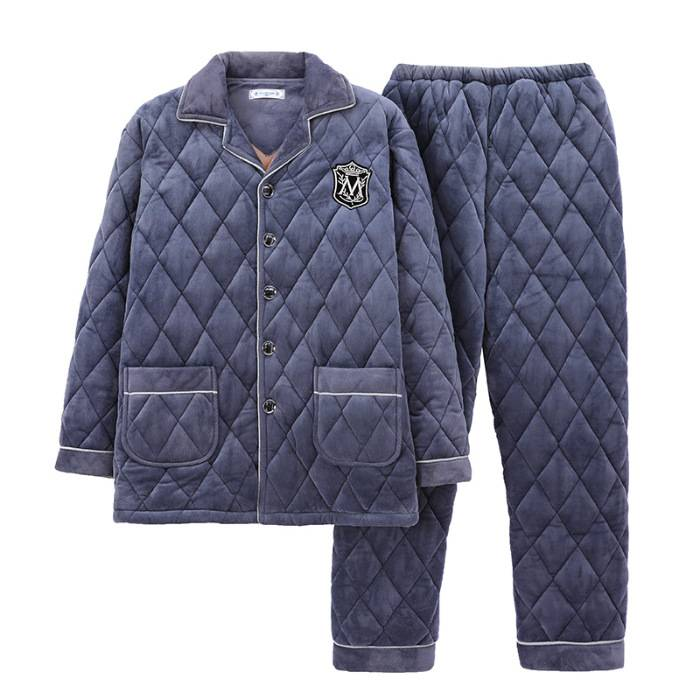 Clothing Plus Herren Pamas Dreilagig Gesteppt Winter Verdickt Veet Warm Flanell Große Größe Korallen Fleece Home Kleidung_voghion.com